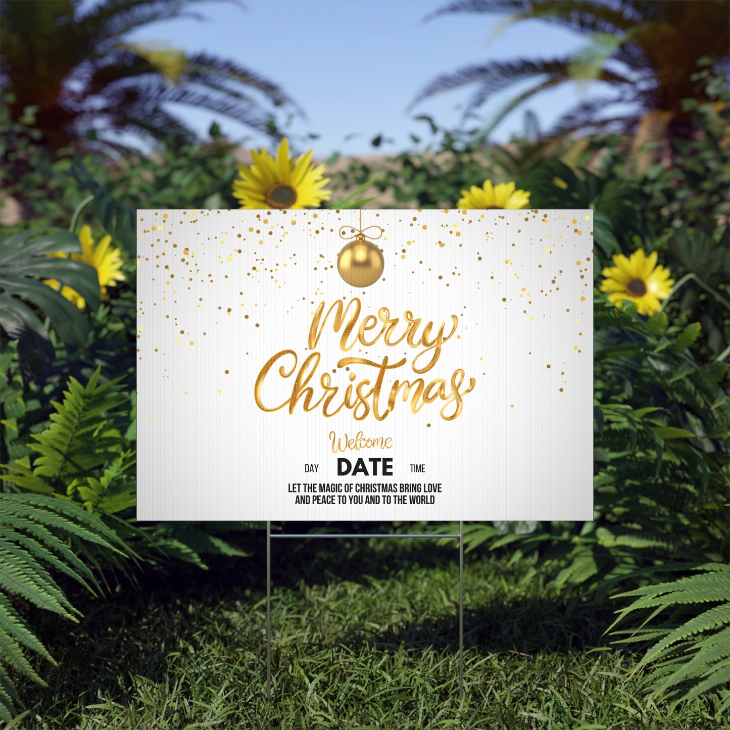 Golden Christmas Lawn Sign