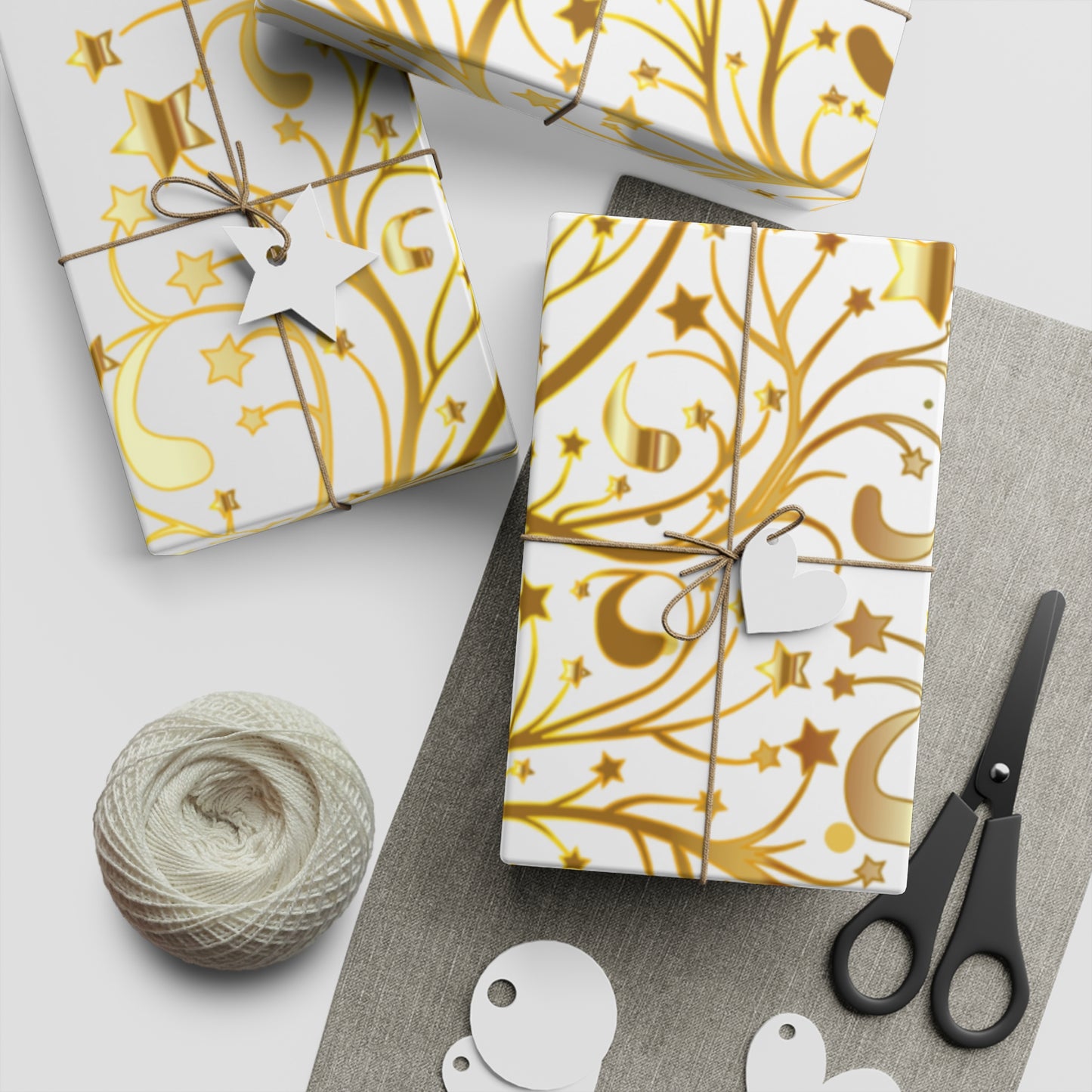 Golden Christmas Gift Wrapping Paper Sheets, 1pc