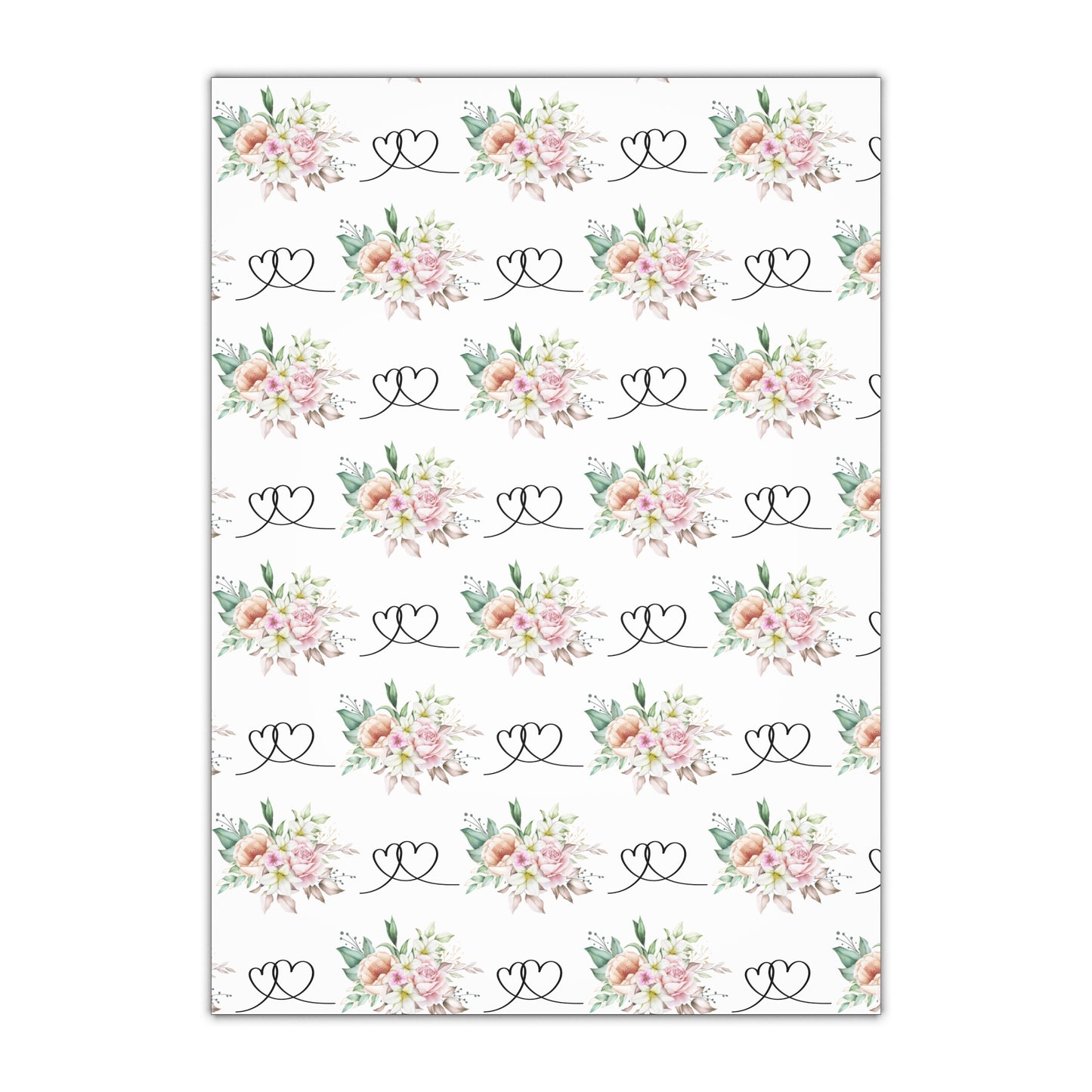 Floral Romance Gift Wrapping Paper Sheets, 1pc