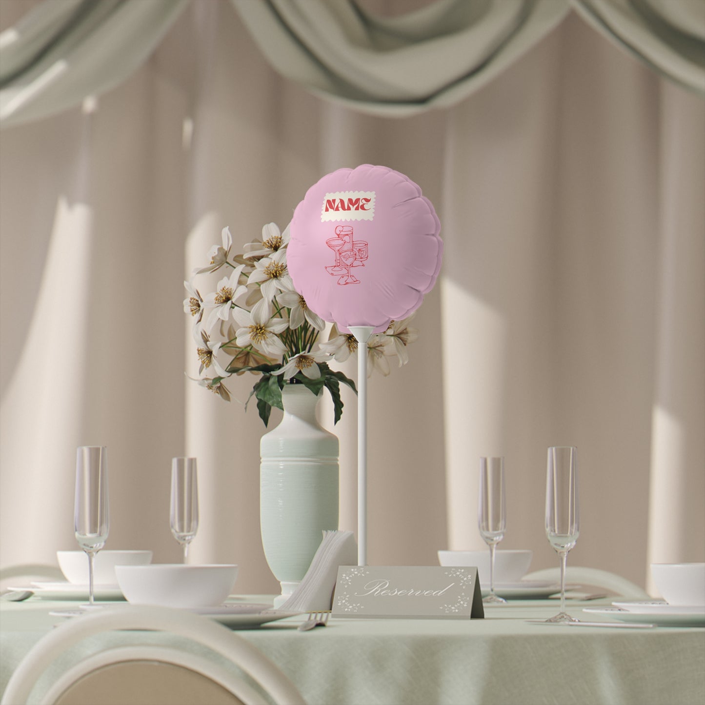 Retro Cocktail Balloons (Round and Heart-shaped), 6"