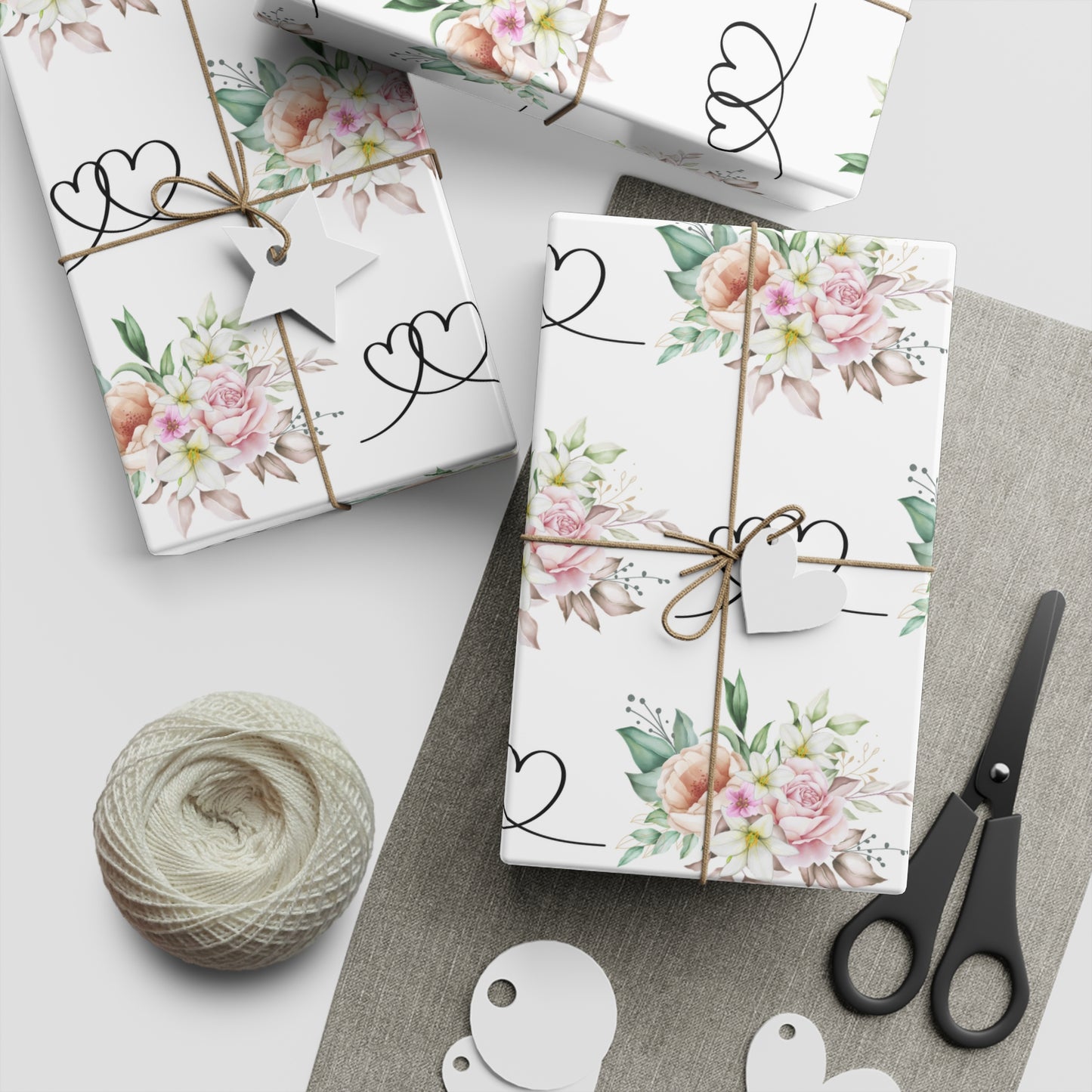 Floral Romance Gift Wrapping Paper Sheets, 1pc