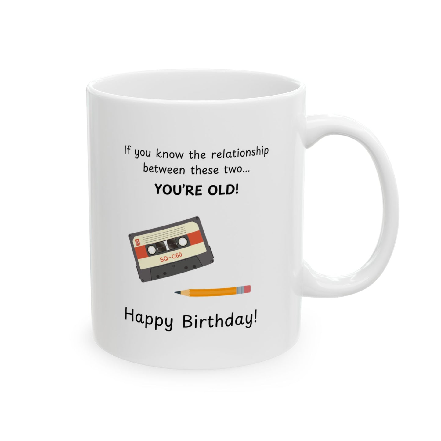 Cassette and Pencil Birthday Mug