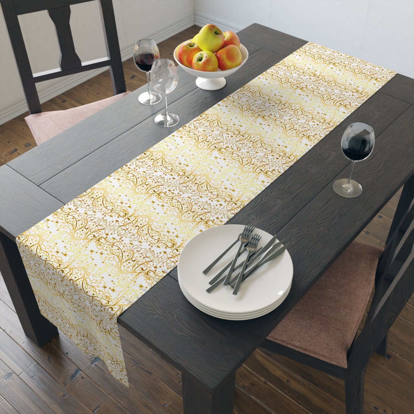 Golden Christmas Table Runner (Cotton, Poly)