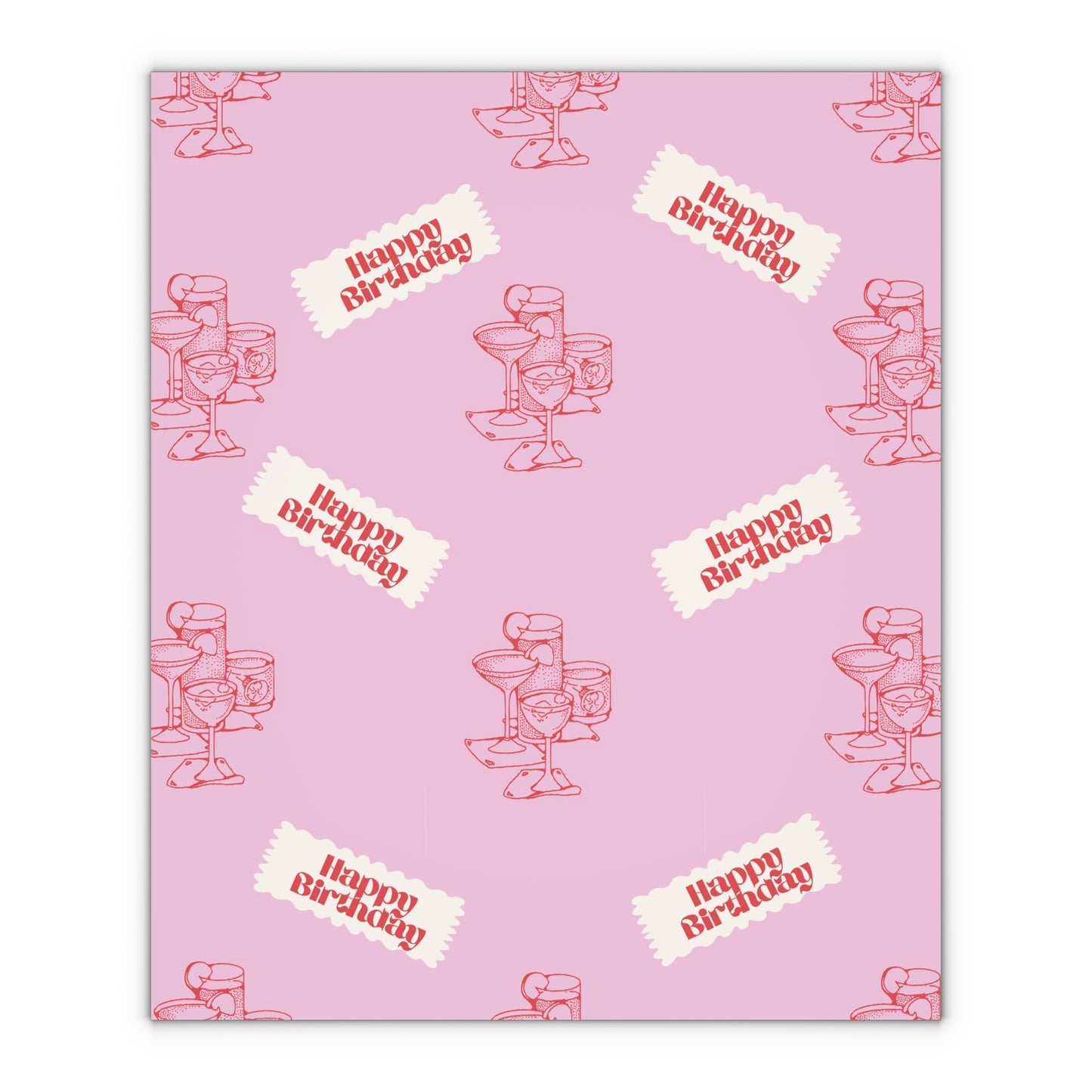 Retro Cocktail Gift Wrapping Paper Sheets, 1pc