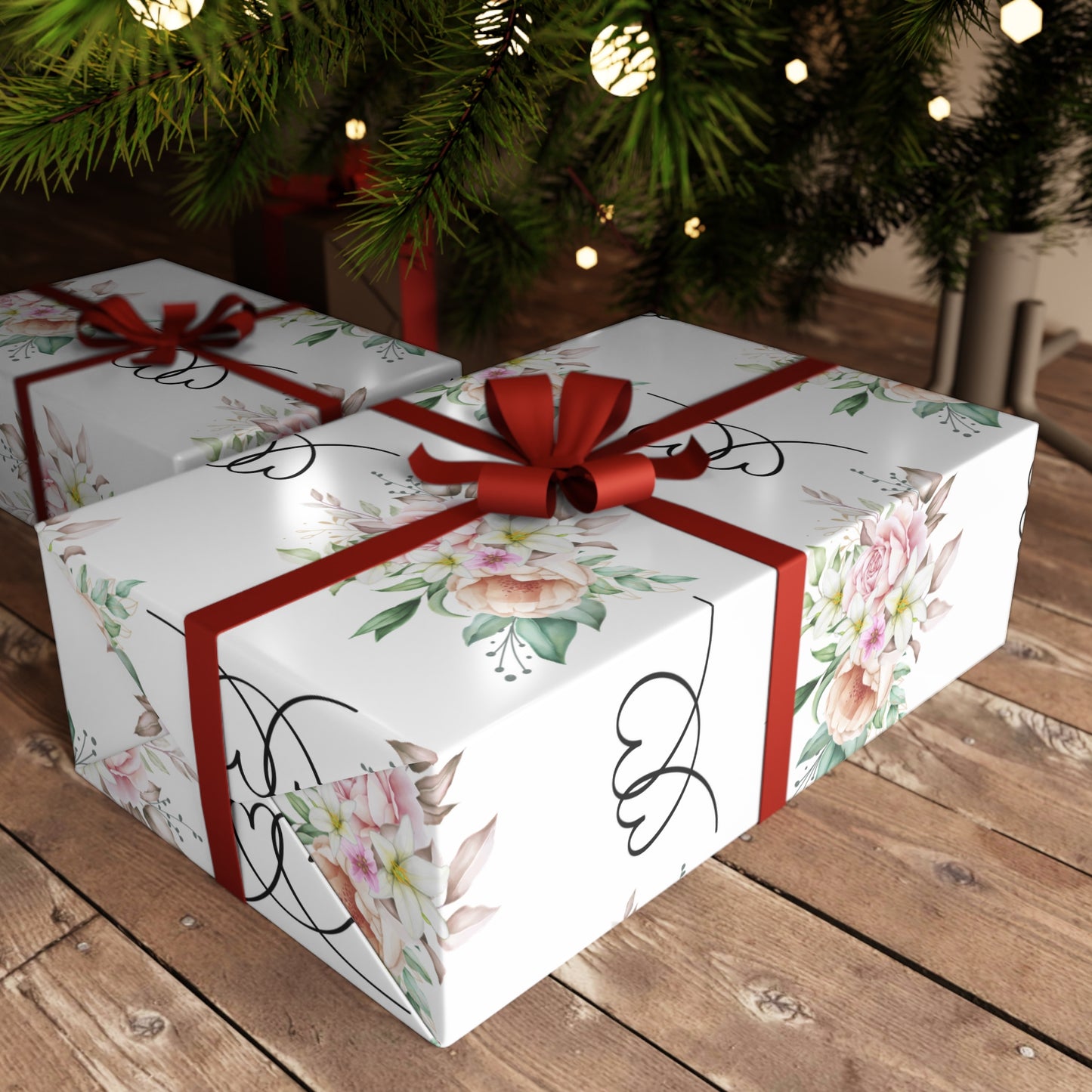 Floral Romance Gift Wrapping Paper Sheets, 1pc