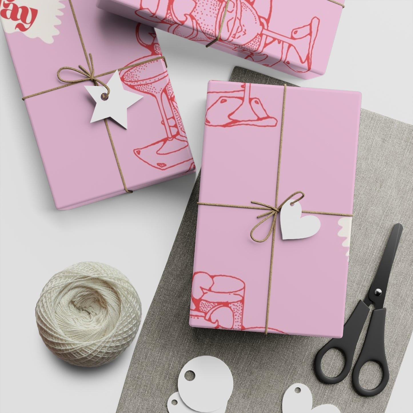 Retro Cocktail Gift Wrapping Paper Sheets, 1pc