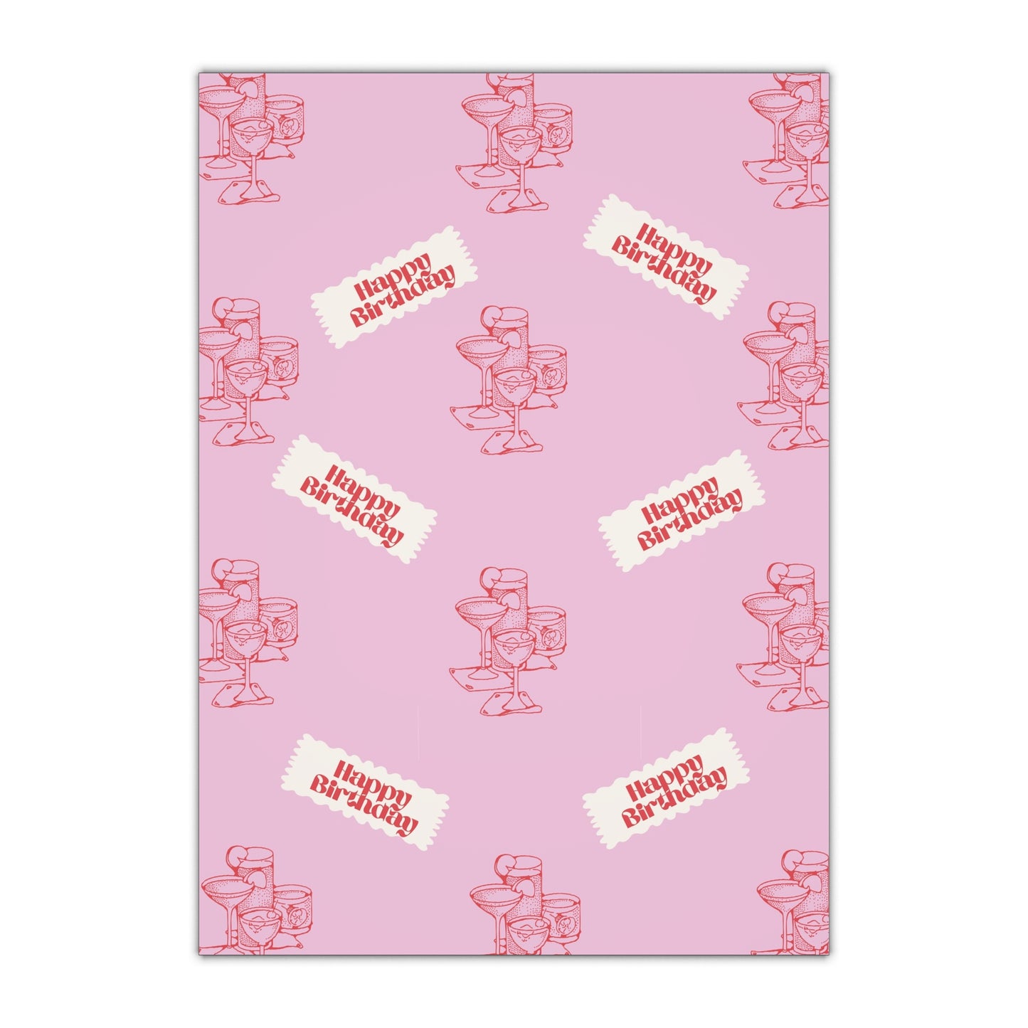 Retro Cocktail Gift Wrapping Paper Sheets, 1pc