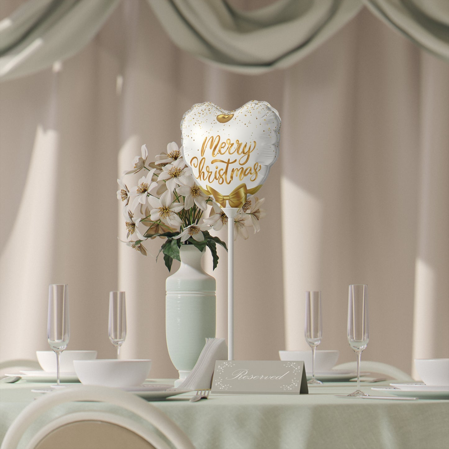 Golden Christmas Balloons (Round and Heart-shaped), 6"