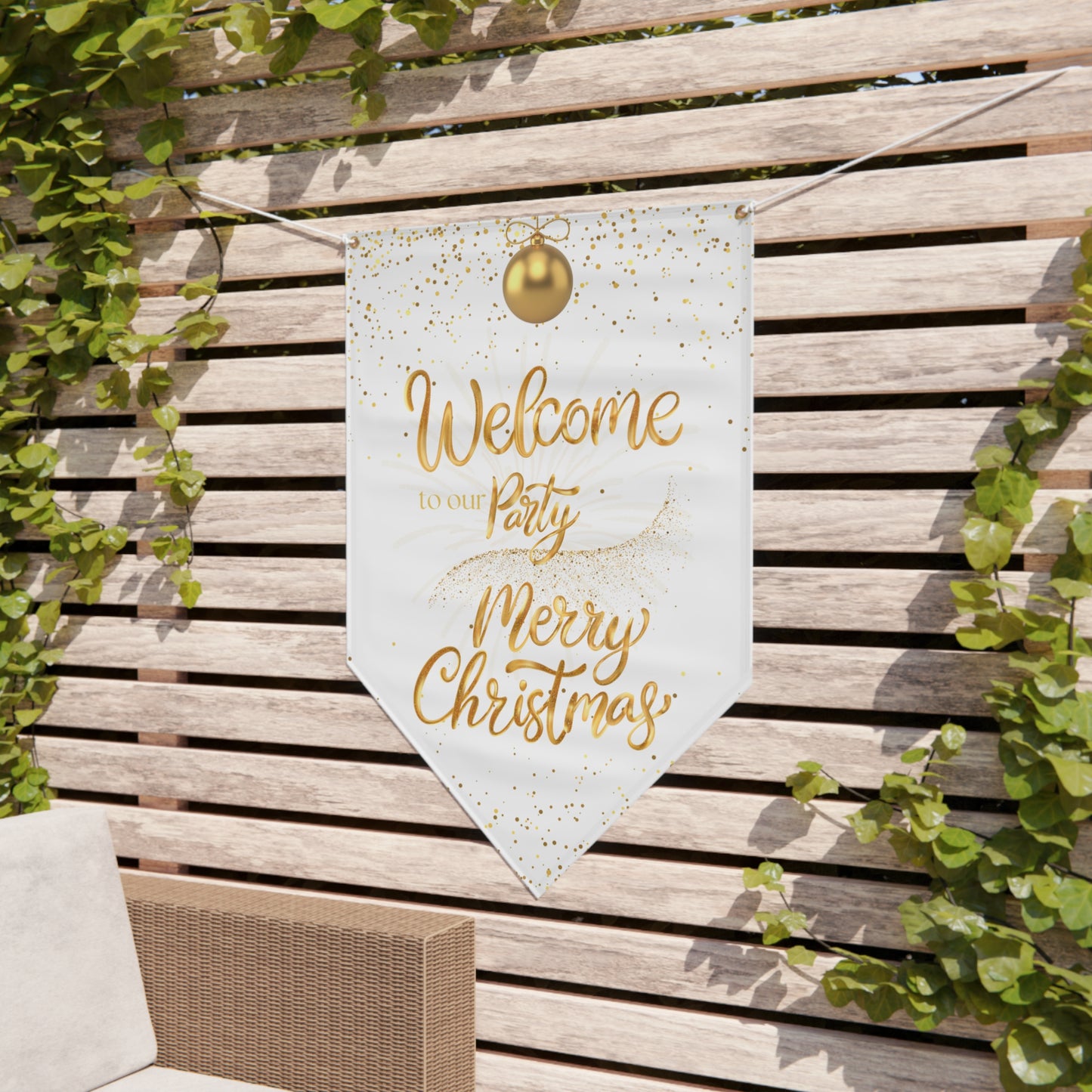 Golden Christmas Pennant Banner