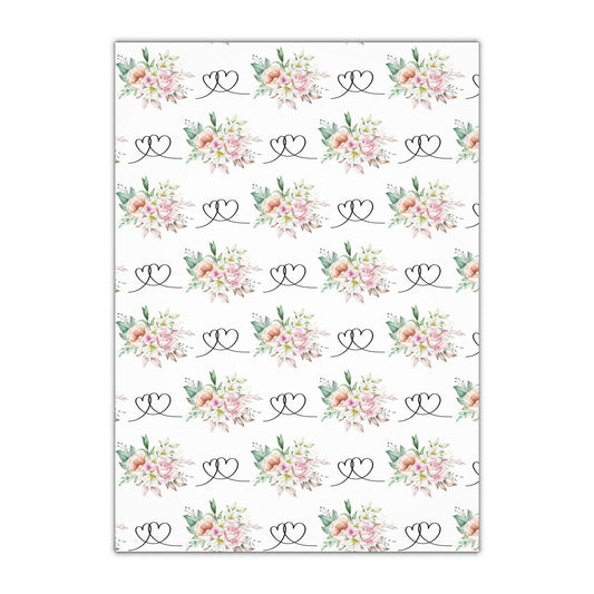 Floral Romance Gift Wrapping Paper Sheets, 1pc