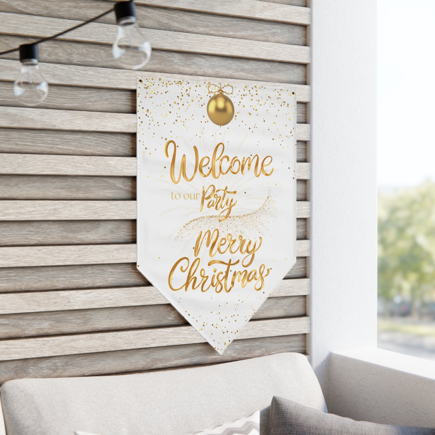 Golden Christmas Pennant Banner