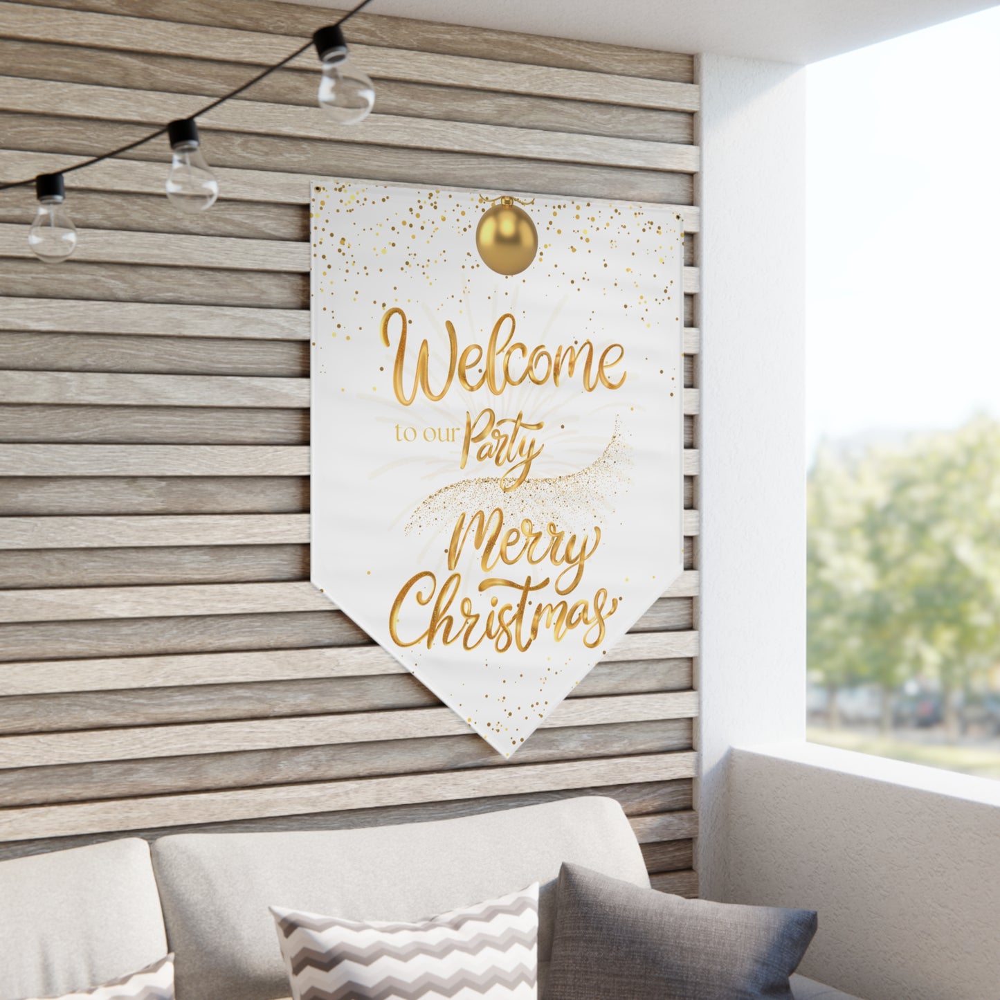 Golden Christmas Pennant Banner