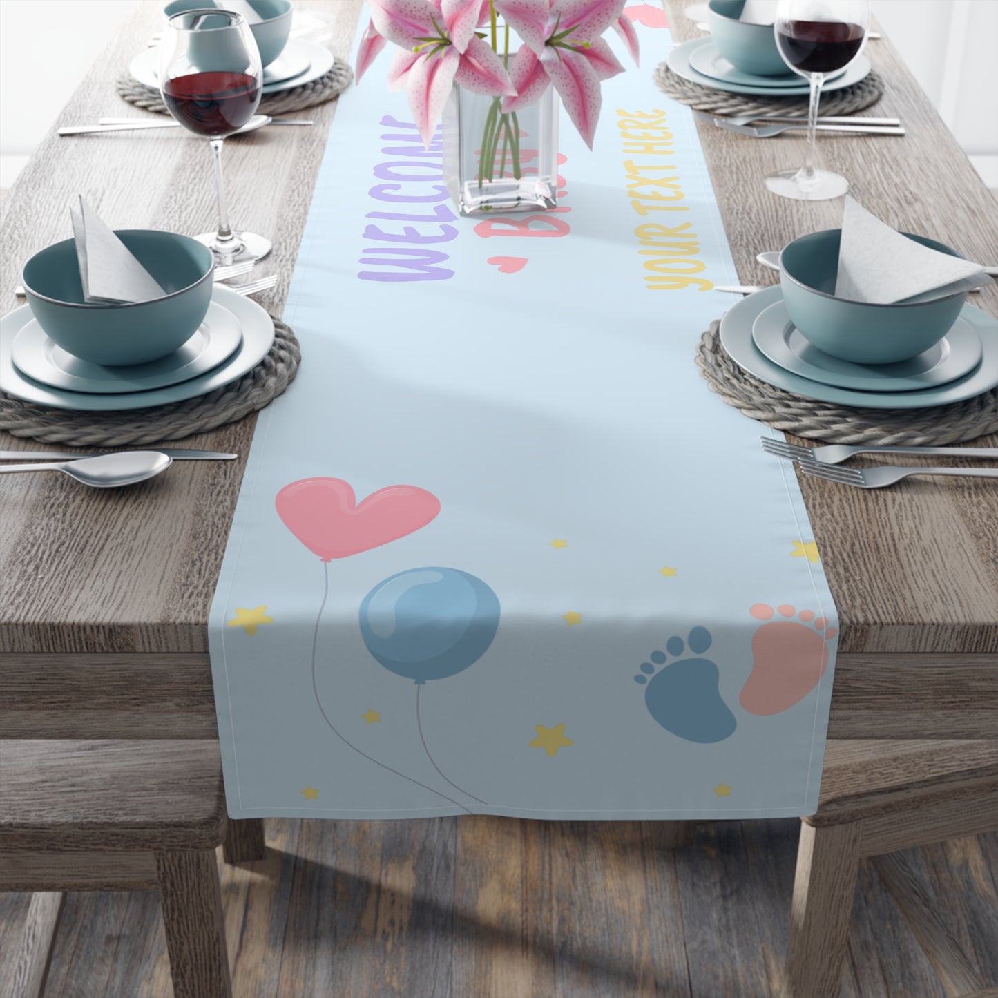 Tiny Steps, Big Dreams Custom Table Runner