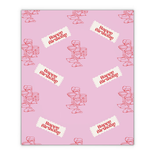 Retro Cocktail Gift Wrapping Paper Sheets, 1pc
