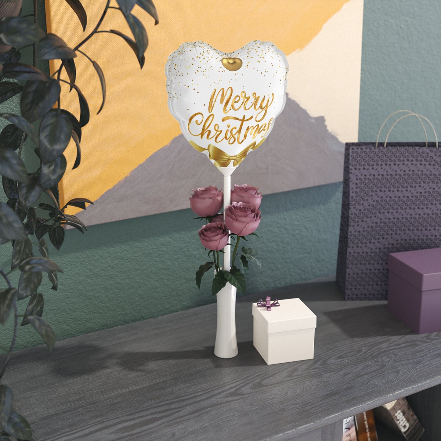 Golden Christmas Balloons (Round and Heart-shaped), 6"
