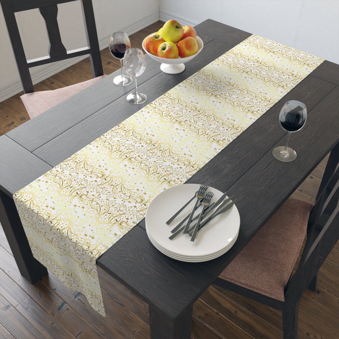 Golden Christmas Table Runner (Cotton, Poly)